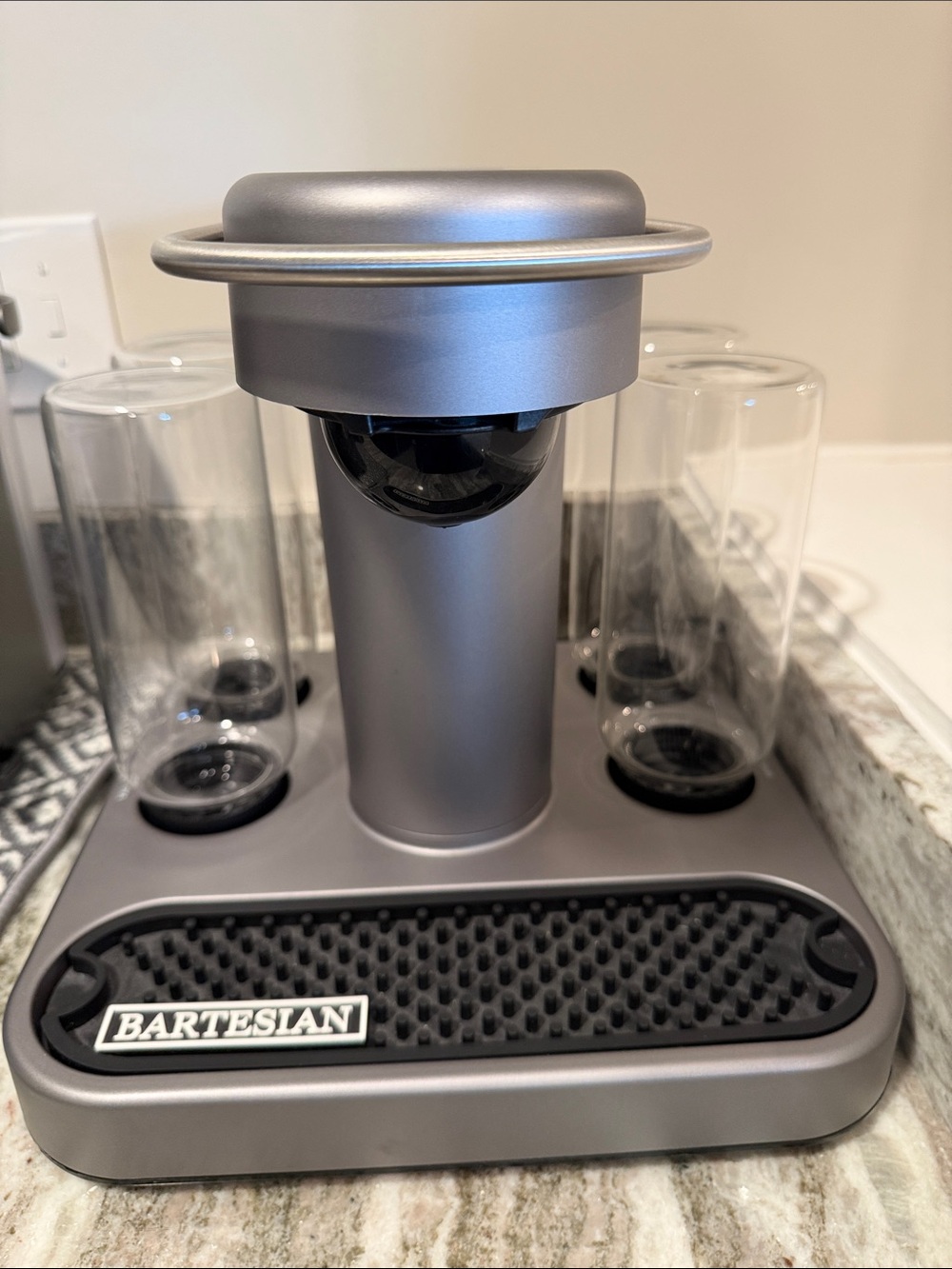 Bartesian Silver Cocktail Pod Mixer & Glass Holder